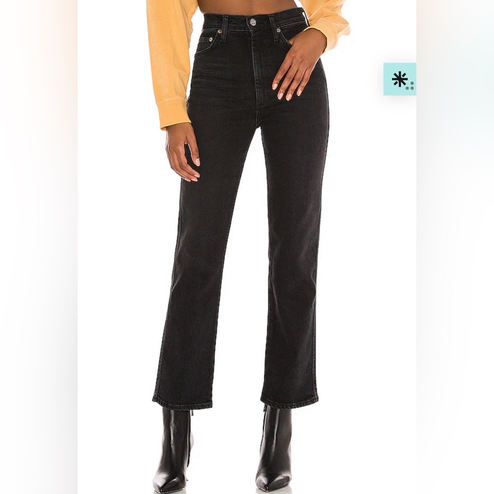 AGOLDE “Pinch waist high rise kick flare jeans” Classic Black Women's Jeans